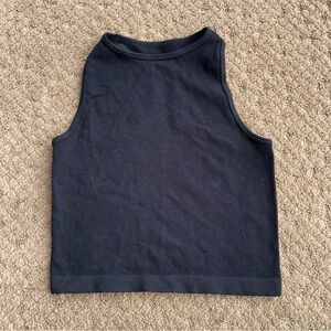 Aura cropped Black Sleeveless Ribbed Tank Top small / medium
